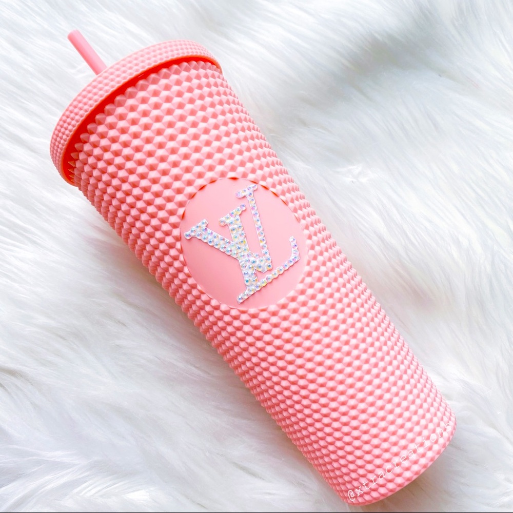 Matte pink 24oz studded custom tumbler
